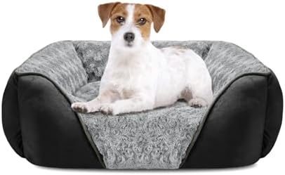 INVENHO Medium Dog Bed Rectangle Washable Orthopedic Soft Calming Sleeping Pet Cuddler with Anti-Slip Bottom