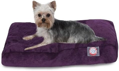 Majestic Pet Shredded Memory Foam Dog Bed Small with Removable Washable Cover – Rectangle Orthopedic Dog Bed–Durable Dog Crate Bed-Flat Dog Bed for Senior Dogs - (27x20) S - Villa - Aubergine
