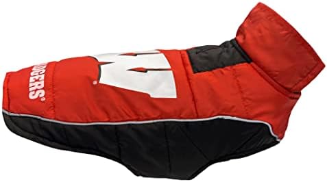 Pets First Collegiate Wisconsin Badgers Puffer Vest for Dogs & Cats. Size Small. Warm, Cozy, and Waterproof Dog Coat, for Small and Large Dogs/Cats.