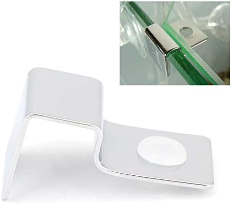 Pssopp 4Pcs Fish Glass Cover Clip, Stainless Steel Aquarium Glass Cover Support Bracket Holders Universal Lid Clips for Rimless Aquarium(6mm)