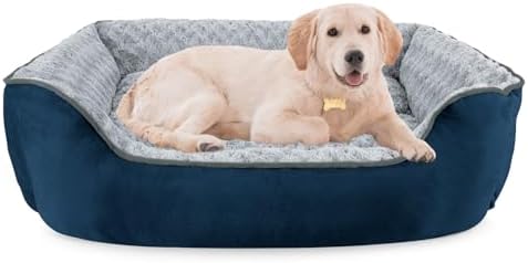 JOEJOY Rectangle Dog Bed for Large Medium Small Dogs - Washable Orthopedic Sofa Bed, Soft Breathable Puppy & Pet Cuddler, Durable Calming Dog Bed with Anti-Slip Bottom, Multiple Sizes, Navy Blue