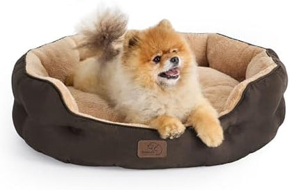 Bedsure Small Dog Bed Washable,Round Cat Beds for Indoor Cats,25in Brown