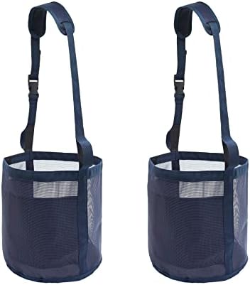 Horse Feed Bag for Grain - Heavy Duty Mesh Horse Feeder with Adjustable Strap,Comfort Neck Pad,Nose Pad Horse Muzzle Feed Bag(Medium,2PCSblue)