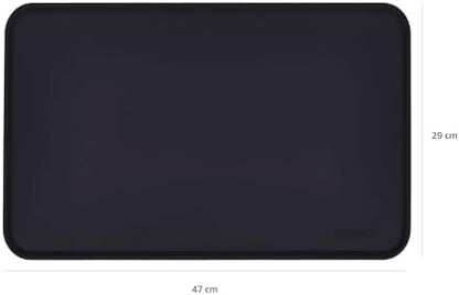 Amazon Basics Waterproof Non-Slip Silicone Pet Feeding Mat with Raised Edges for Food and Water Bowls, Easy to Clean Pet Placemat to Protect Floors, 18.5" x 11.5", Black