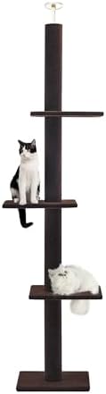 Max & Marlow 95-108" Floor to Ceiling Cat Tree for Indoor Cats, Brown