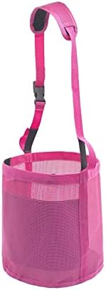 Horse Feed Bag for Grain - Heavy Duty Mesh Horse Feeder with Adjustable Strap,Comfort Neck Pad,Nose Pad Horse Muzzle Feed Bag(Medium,Pink)
