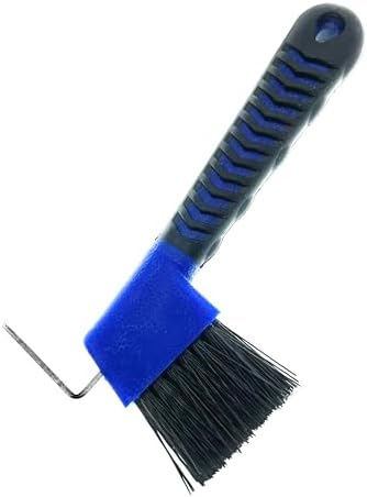 Horse Hoof Pick with Brush - Non-Slip Ergonomic Handle, Heavy-Duty Steel Pick & Stiff Bristles - Removes Dirt, Mud & Rocks - Horse Grooming Tool for Daily Hoof Care (Navy)
