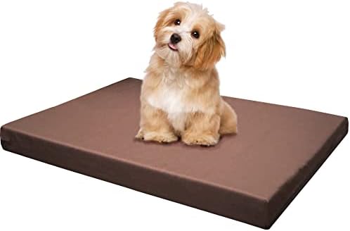 Dogbed4less Memory Foam Platform Dog Bed, Crate Mattress with Waterproof Removable Cover Large 42X28X3 Brown