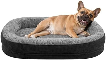 JOEJOY Orthopedic Dog Bed for Medium Dogs, Egg-Crate Memory Foam Pet Bed with Bolster Sides, Waterproof Lining, Removable Washable Cover & Non-Slip Bottom, Black