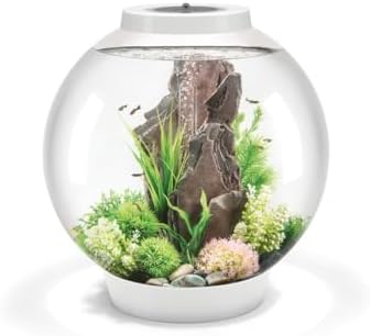 biOrb Classic 60 Acrylic Aquarium White, MCR Multi-Colour Remote LED Lighting, Classic Fishbowl Fish Tank with 5-Step Filtration System, Easy Setup, With Air Pump, Filter Cartridge, Ceramic Media