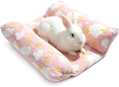 Rabbit Bed with Pillows, Dual-Sided 17"x15" Washable Lounger Pad