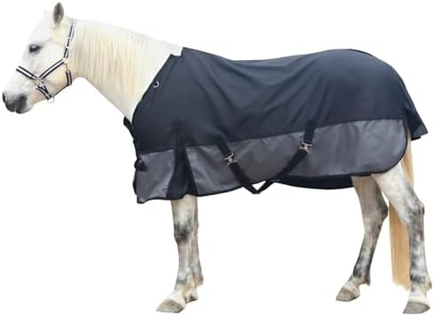 LEAFOREST 1200D Horse Blanket Waterproof Breathable Turnout (no Filling) Standard Neck Horse Sheet Black Grey 72IN