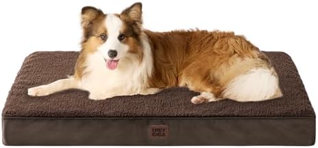 EHEYCIGA Orthopedic Dog Bed Large with Removable Washable Cover, 41IN Brown
