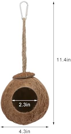 Hypeety Pet Bird Breeding Nest Natural Coconut Bird Hideout Hut for Cage