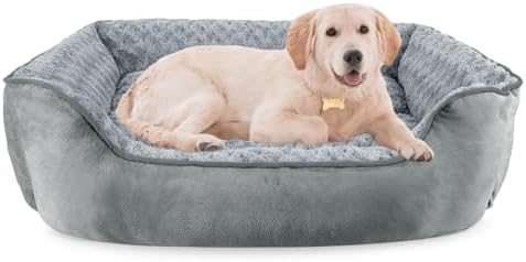 JOEJOY Rectangle Dog Bed for Large Medium Small Dogs - Washable Orthopedic Sofa Bed, Soft Breathable Puppy & Pet Cuddler, Durable Calming Dog Bed with Anti-Slip Bottom, Multiple Sizes, Grey