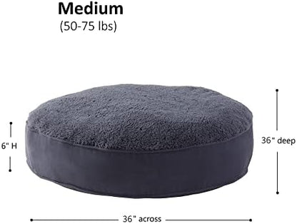 Happy Hounds Scout Deluxe Round Pillow Style Sherpa Dog Bed, Medium (36 x 36 in.), Prussian Blue, 36.0" L x 36.0" W x 6.0" Th
