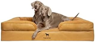 NOAH & PAW Giant Dog Bed XXL, 55x45x11 Inch, Orthopedic Dog Beds, Eggshell Memory Foam Infused with Cooling Gel, Inner Cover, Water Resistant, Machine Washable (Faux Leather)