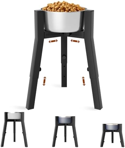 Dog Bowl Stand for Large Dogs, Adjustable Width & Height, Tall Elevated Dog Food Water, Bowl Not Included