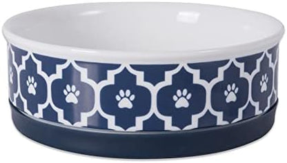 Bone Dry Lattice Collection Pet Bowl & Canister, Single Dish, Medium 6x2", Nautical Blue