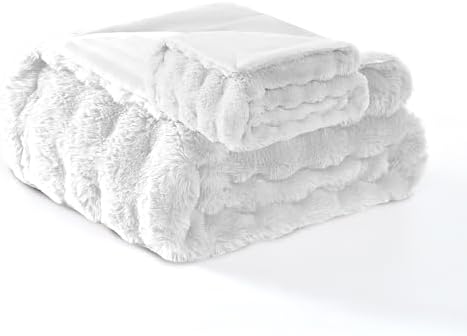 Modern Threads Water-Resistant Faux Rabbit Fur Pet Blanket for Dogs & Cats – Ultra-Soft Couch, Bed & Crate Protector, 40x50 White