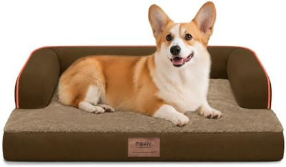 MEKIY Orthopedic Waterproof Dog Bed Pet Couch with Bolster for Medium Dogs