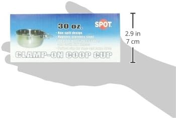 SPOT Coop Cup Bolt Clamp - Stainless Steel Hanging Bowl for Pet Crates, Easy Install, Chew-Proof, Removable Water/Kibble Bowl for Medium Dogs, Cats, Large Birds, Reptiles - 3.75 Cups (30 Oz)