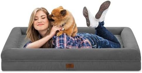 Jumbo Waterproof Dog Bed for Extra Large Size Dogs with Bolster