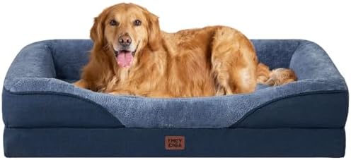 EHEYCIGA Orthopedic Dog Bed for Large Dog, Memory Foam Dog Couch, Navy