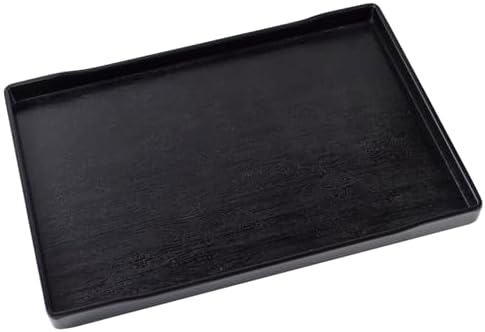 OMEM Reptile Bowl Large Food and Water Dish Enough Space Also Fit for Bath Simulated Wood Grain Surface (XL, Black)