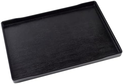 OMEM Reptile Bowl Large Food and Water Dish Enough Space Also Fit for Bath Simulated Wood Grain Surface (XL, Black)