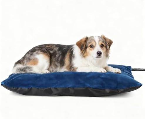 MARUNDA Outdoor Pet Heating Pad for Dogs & Cats - 100% Waterproof Outdoor Heated Cat Bed with Double Built-in AutoThermostat - Heated Pet Bed for Outside Animals (28" x 16" (L), Blue)
