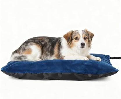 MARUNDA Outdoor Pet Heating Pad for Dogs & Cats - 100% Waterproof Outdoor Heated Cat Bed with Double Built-in AutoThermostat - Heated Pet Bed for Outside Animals (28" x 16" (L), Blue)
