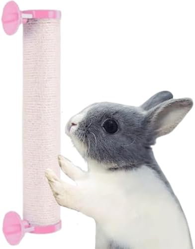 Rabbit Scratching Posts Cage - Rabbit Scratching Pole Designed for Cage Bunny Scratcher Sisal (Pink)