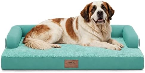 MEKIY Orthopedic Waterproof Jumbo Dog Bed with Bolster for Extra Large Dogs