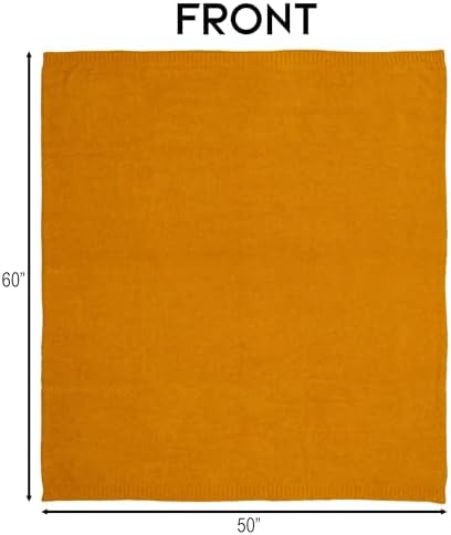 Carstens, Inc. Luxury Soft Stretchy Reversible Plush Throw Blanket, Large 50" x 60", Marigold Rush