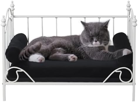 Pet Sofa Bed, Cat Bed,Dog Bed,Cat Couch,Pet Couch,Metal Frame and Detached Velvet Cushion，Cool Dog Couch for Small Cats &Dogs&Puppy Summer Using (White)