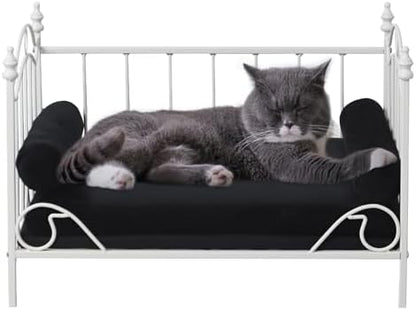 Pet Sofa Bed, Cat Bed,Dog Bed,Cat Couch,Pet Couch,Metal Frame and Detached Velvet Cushion，Cool Dog Couch for Small Cats &Dogs&Puppy Summer Using (White)