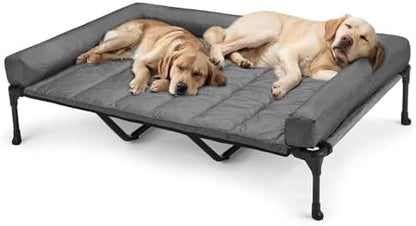 Veehoo Outdoor Elevated Dog Bed with Waterproof Bolster Cushion, Cooling