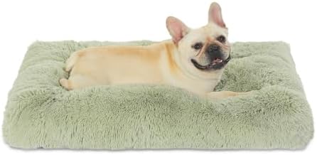 Bedfolks Waterproof Dog Crate Bed, Plush Dog Pad, 29"x21", Sage Green