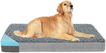Orthopedic Memory Foam Dog Bed, Cooling Dog Beds for Extra Large Dogs -Waterproof Pet Bed for Crate with Removable Washable Cover, Ideal for Arthritic Dogs, XL(41inch,90Lbs)