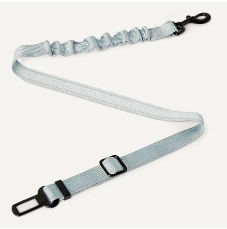 Amazon Basics Reflective Dog Seat Belt with Collapsible Travel Bowl, Elastic Design, 360° Metal Clasp, for Dogs up to 44 lbs, 26.3 inch, Black/Blue/Orange