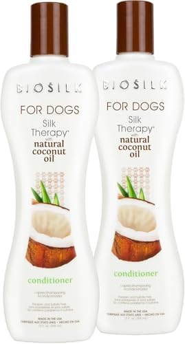BioSilk for Dogs Silk Therapy Conditioner, with Coconut Oil, 12 Fl Oz, 2-Pk