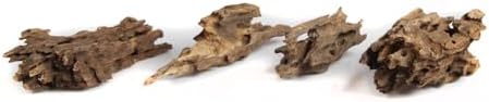 emours Driftwood Branches Reptiles Aquarium Decoration Assorted Size,(5.5-8 inch in Length),4 Pieces (Shrimp Wood)