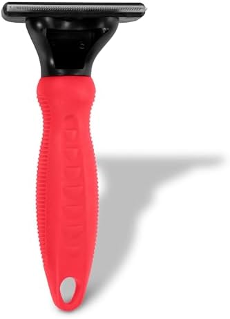 RYAN'S PET SUPPLIES Deshedding Tool, Red, Medium, Professional Dog Grooming Brush for Shedding, Pet Hair Remover, Fur Removal Brush for Medium and Long Pet Hair