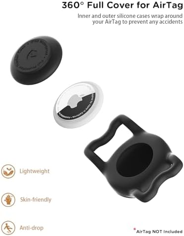 IP68 Waterproof Dog AirTag Holder for Dog Collar, Soft, Stretchy Silicone