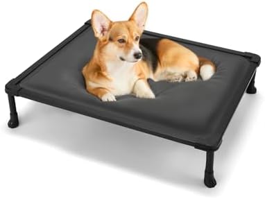 Veehoo Chew Proof Elevated Dog Bed, Padded Indestructible Raised Dog Cot