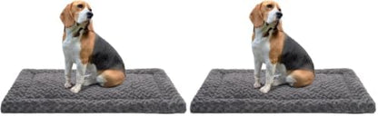 Washable Dog Bed Mat Ultra Soft Dog Crate Pad Comfy Fluffy Pet Kennel Beds Sleeping Mattress for Large Jumbo Medium Small Dogs, 36 x 23 Inch, Gray (Pack of 2)