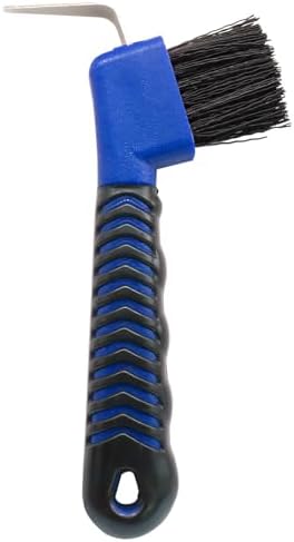 Hoof Pick Brushes, Soft Touch Rubber Handle Portable Hoofpick, Stiff Hoof Pick for Horse Care, Groomers (Blue)