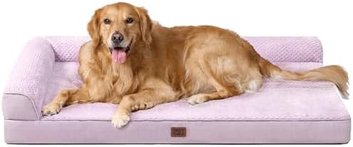 EHEYCIGA Memory Foam Dog Bed, Large Orthopedic Dog Bed, Lilac