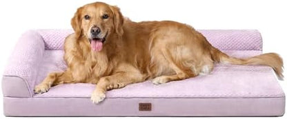 EHEYCIGA Memory Foam Dog Bed, Large Orthopedic Dog Bed, Lilac